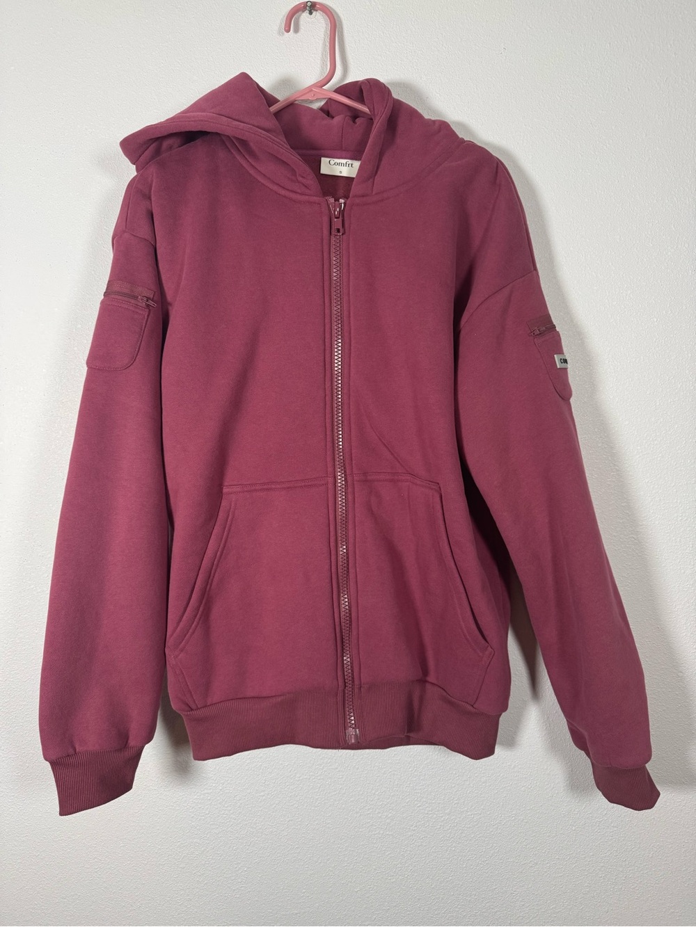 Comfort Airplane Mode Zip-Up Hoodie and Jogger Set - Mauve Pink
